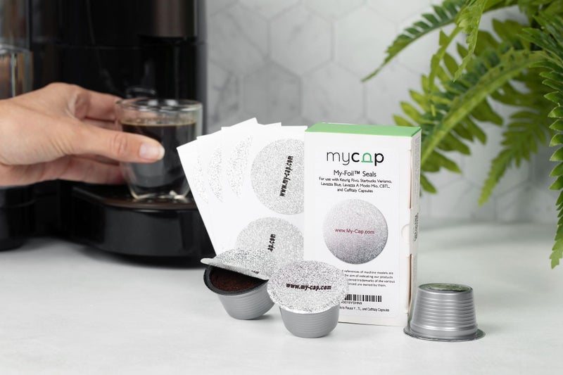 My-Cap Foil Seals for Coffee Pods - Foil Lids to Reuse Verismo, Lavazza Blue, Lavazza A Modo Mio, CBTL, and Caffitaly Capsules - Aluminum Foil Seals - Reuse your Coffee Capsules (Pack of 100) - Image 4